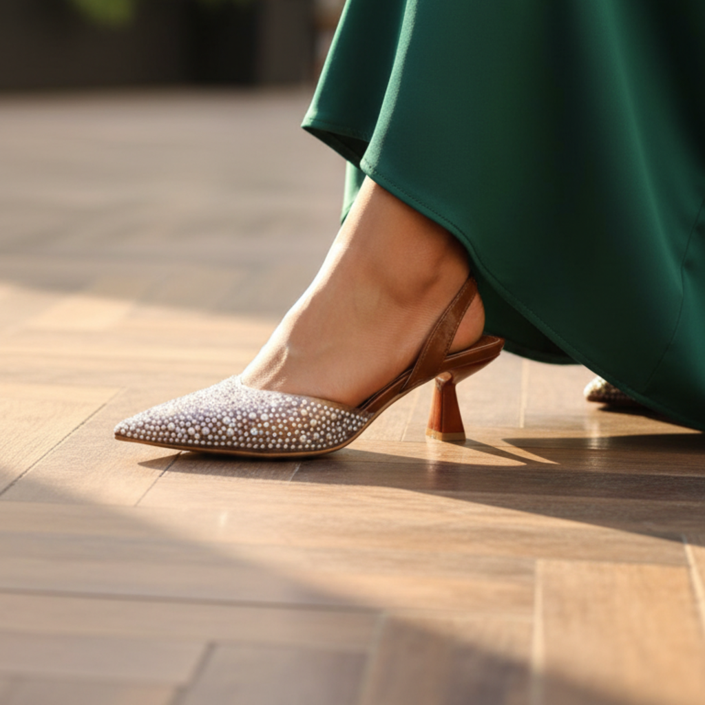 Crystal Élégance – Escarpins camel