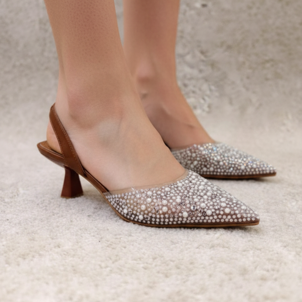 Crystal Élégance – Escarpins camel