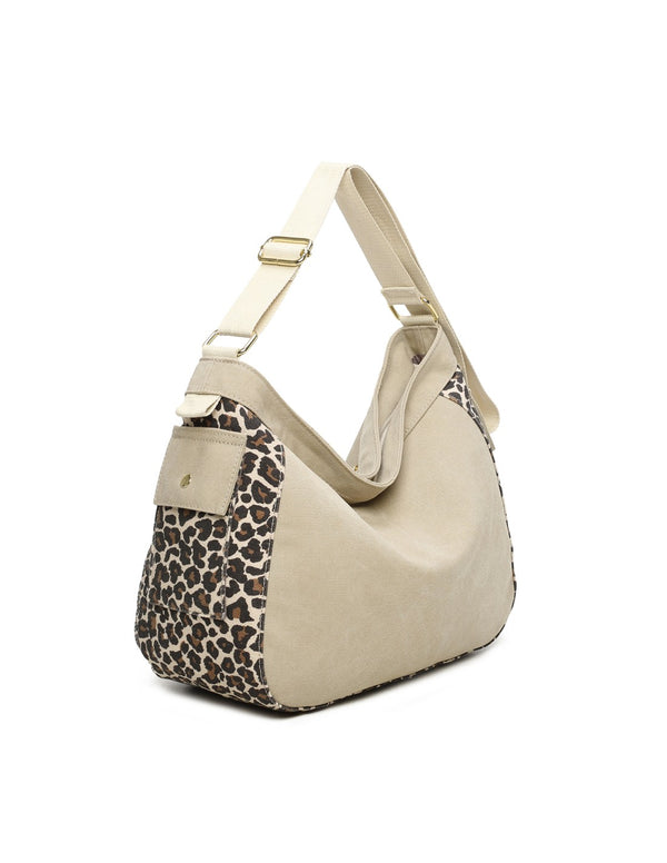 Sac bandoulière en toile taupe
