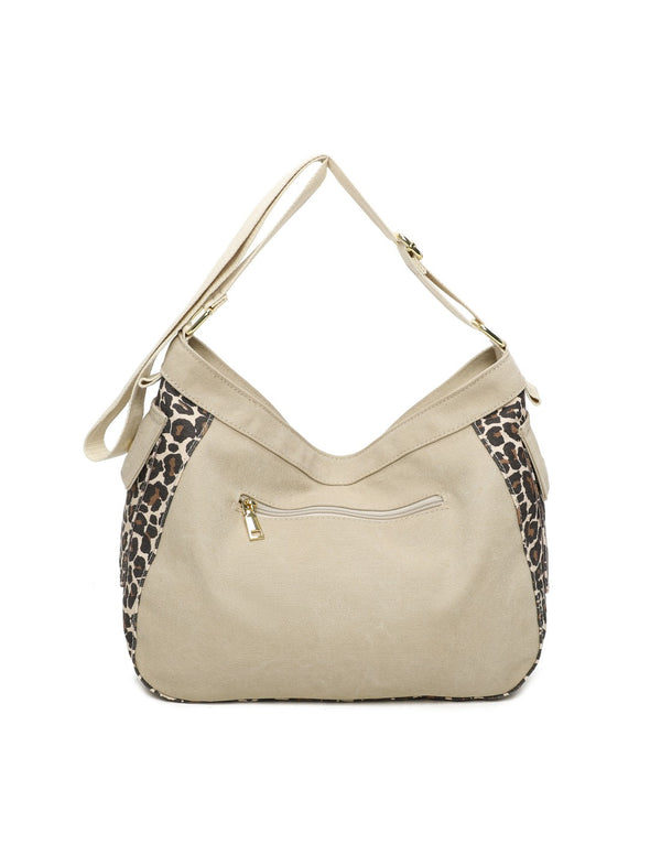 Sac bandoulière en toile taupe
