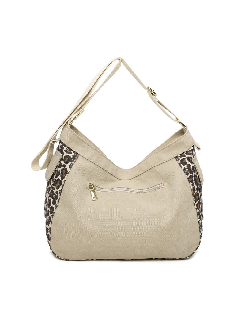 Sac bandoulière en toile taupe