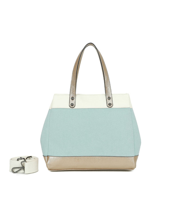 Sac cabas bimatière vert d'eau