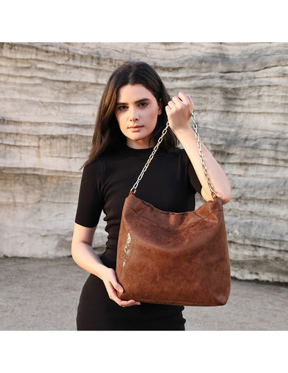 Cabas porté épaule camel