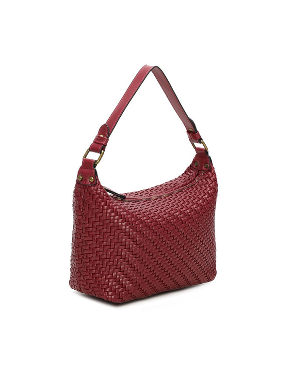 Sac à main tissé bordeaux