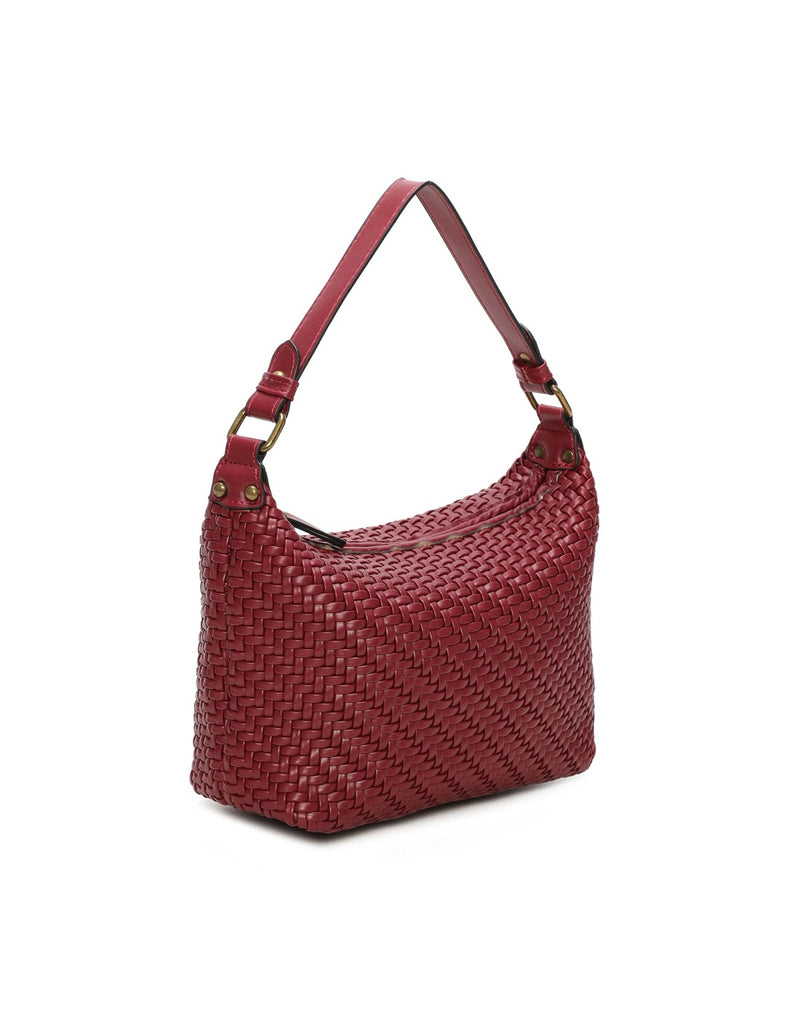 Sac à main tissé bordeaux