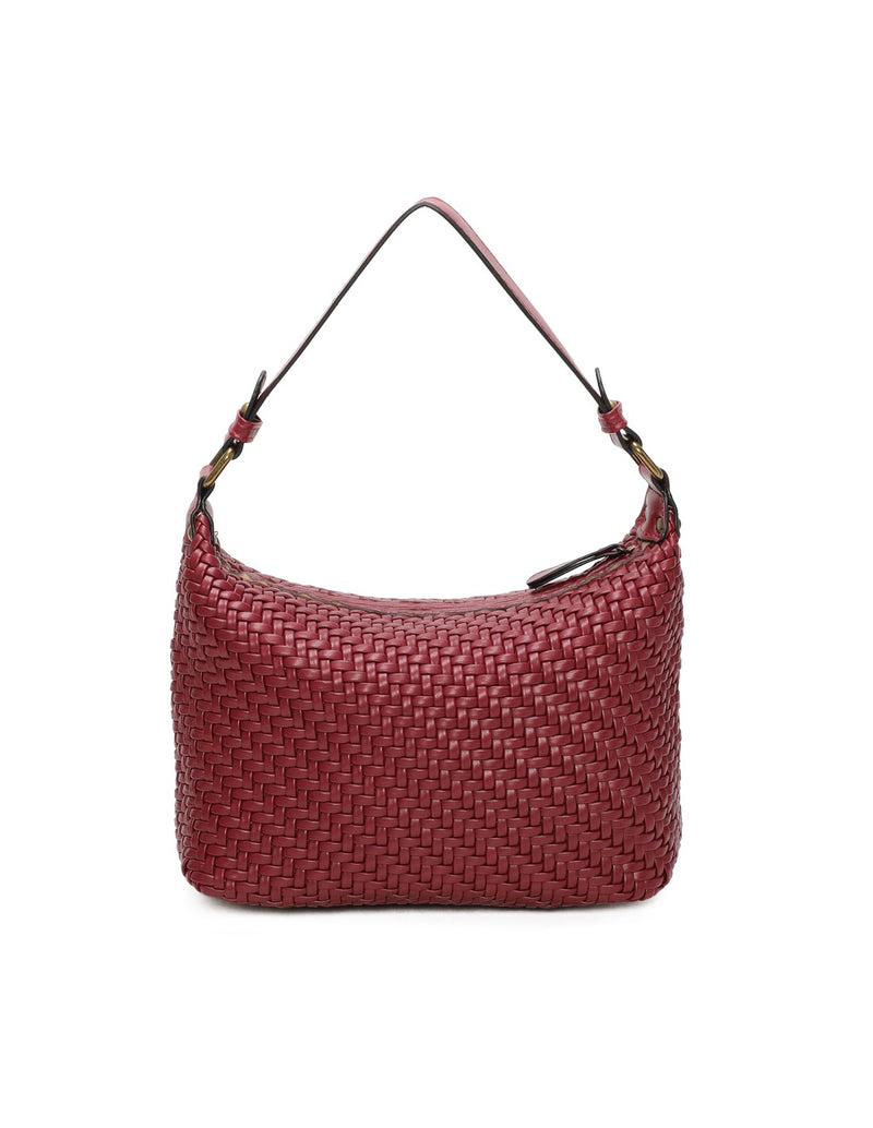 Sac à main tissé bordeaux