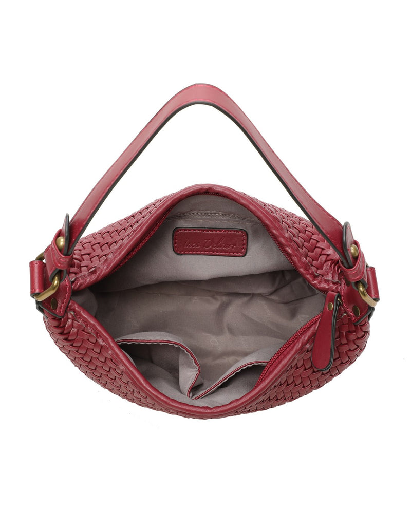 Sac à main tissé bordeaux