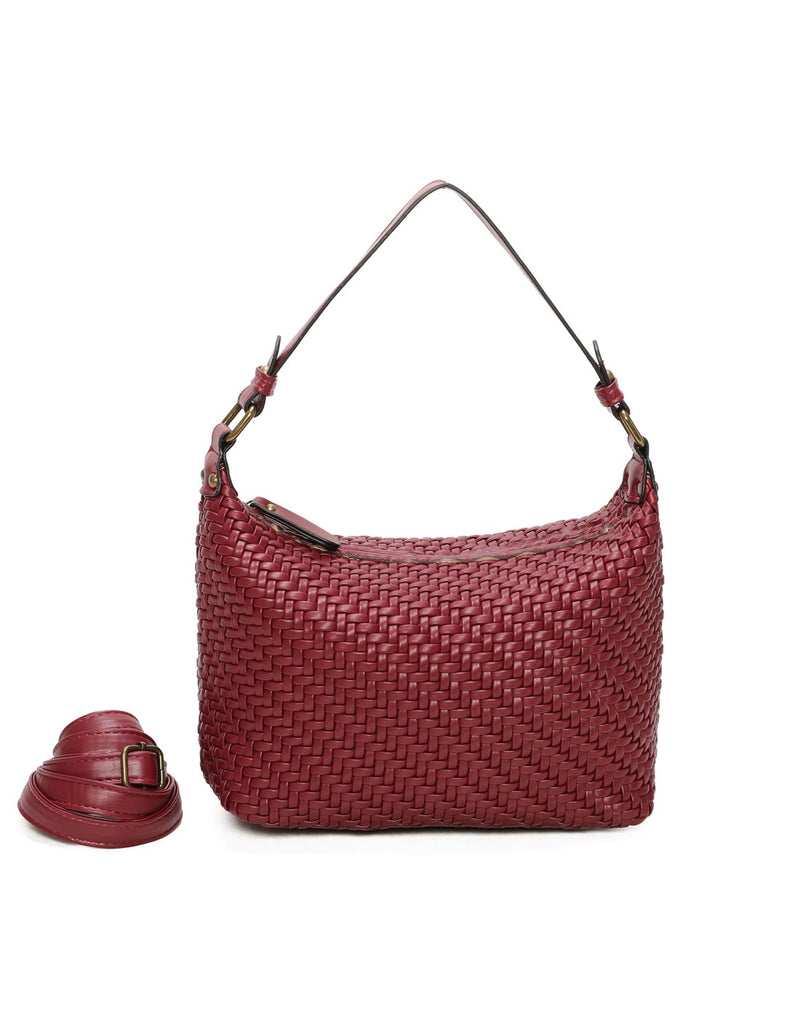 Sac à main tissé bordeaux