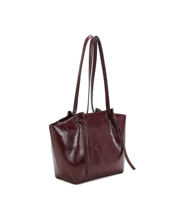 Cabas porté épaule bordeaux