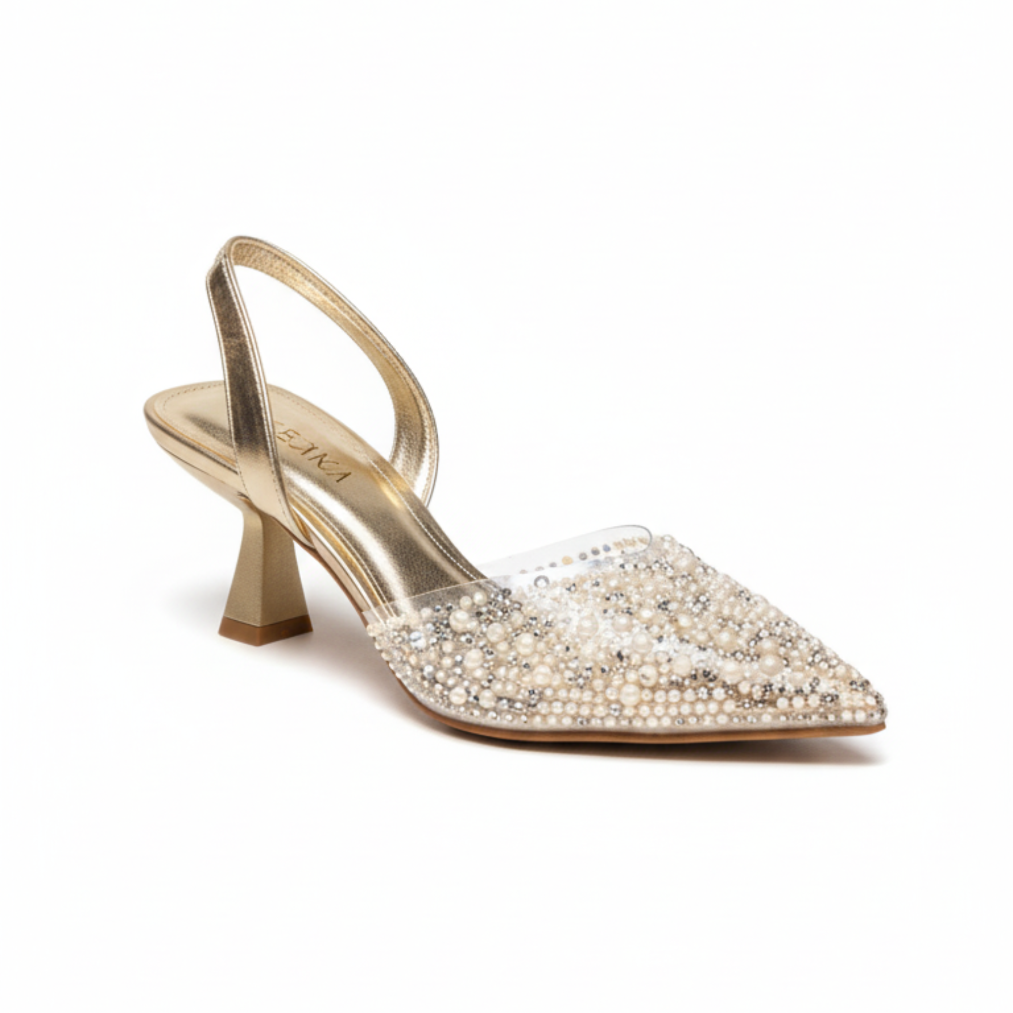 Crystal Élégance – Escarpins gold