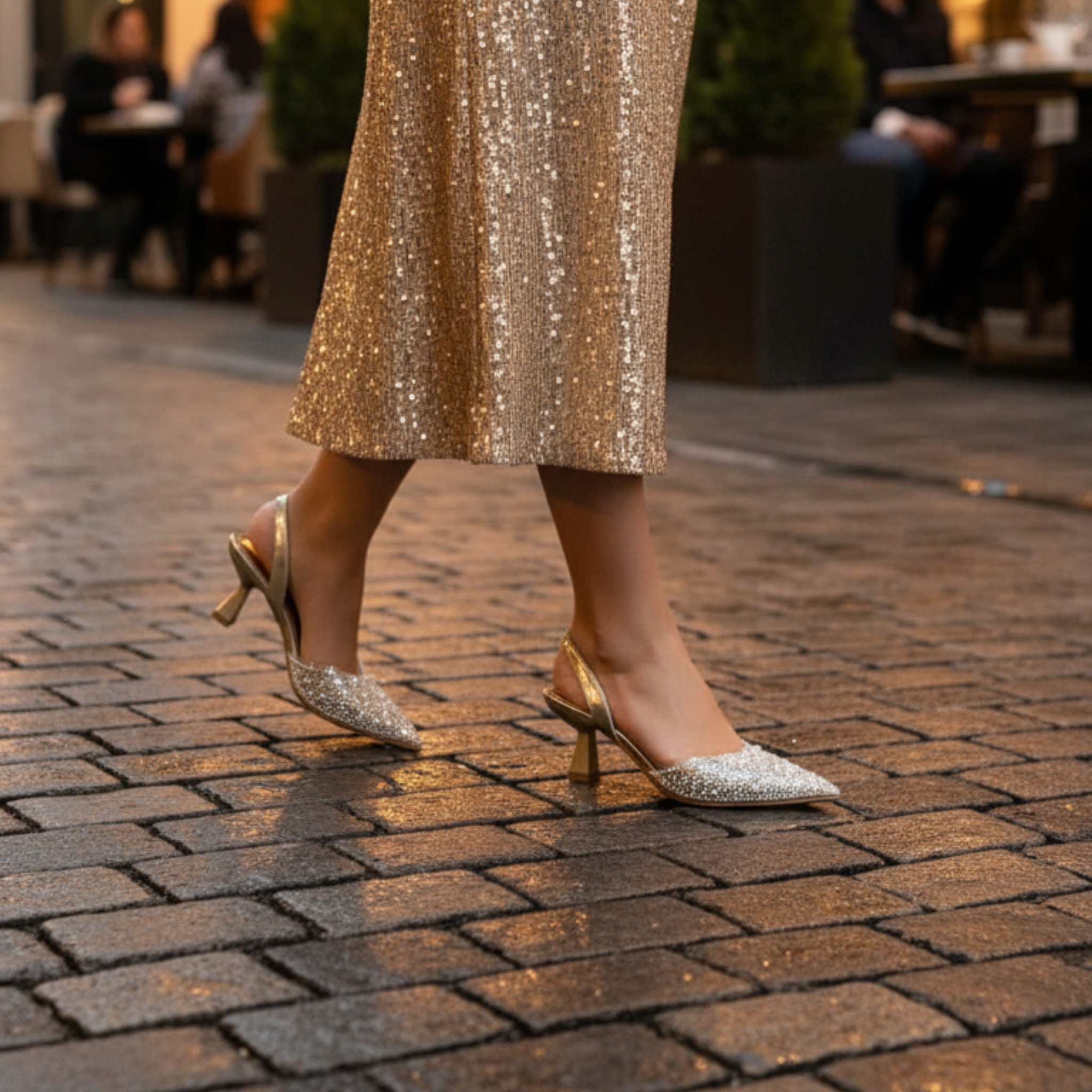 Crystal Élégance – Escarpins gold