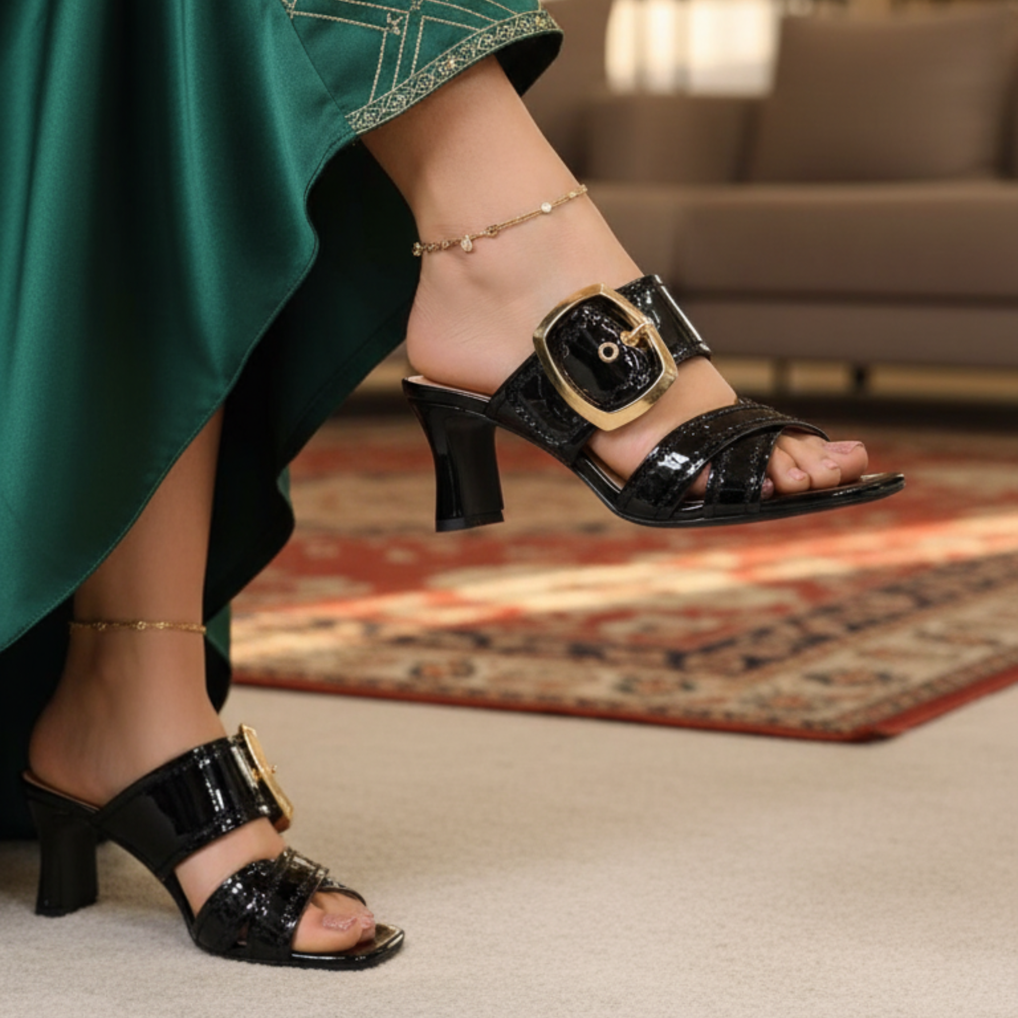 Élégance Boucle – Mules noir