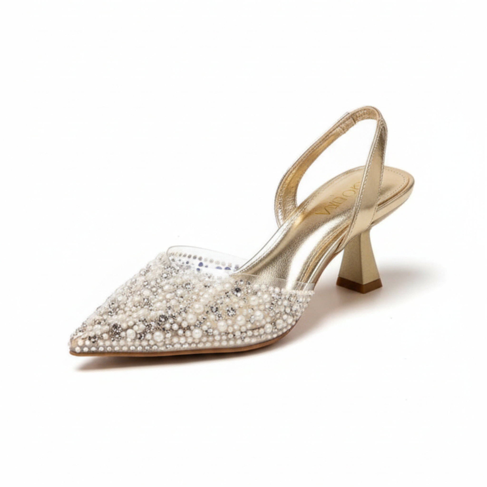 Crystal Élégance – Escarpins gold