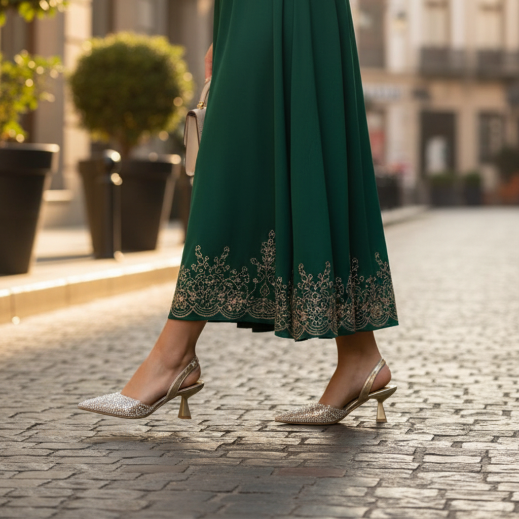 Crystal Élégance – Escarpins gold