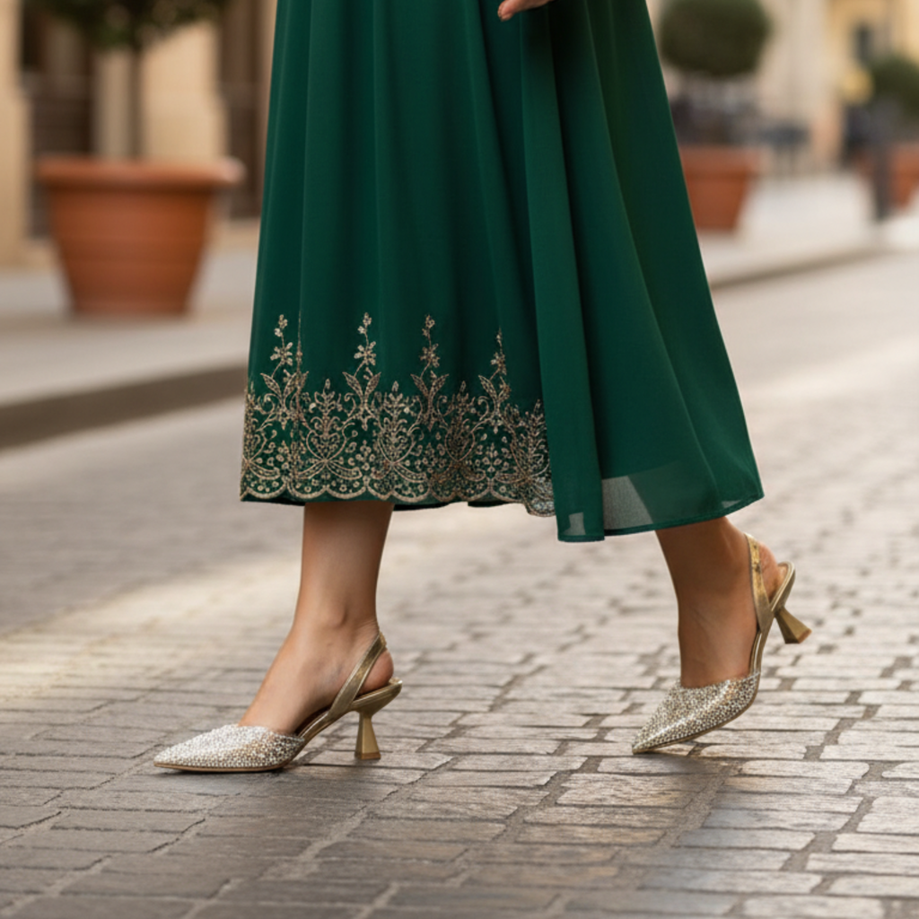 Crystal Élégance – Escarpins gold