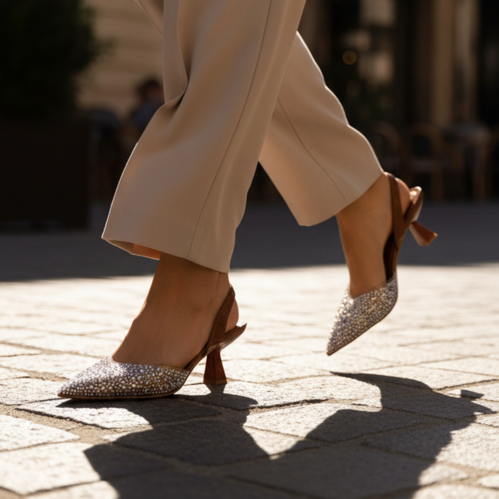 Crystal Élégance – Escarpins camel