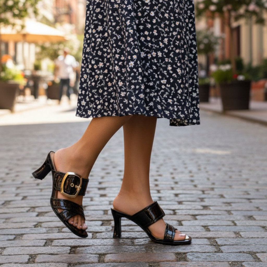 Élégance Boucle – Mules noir