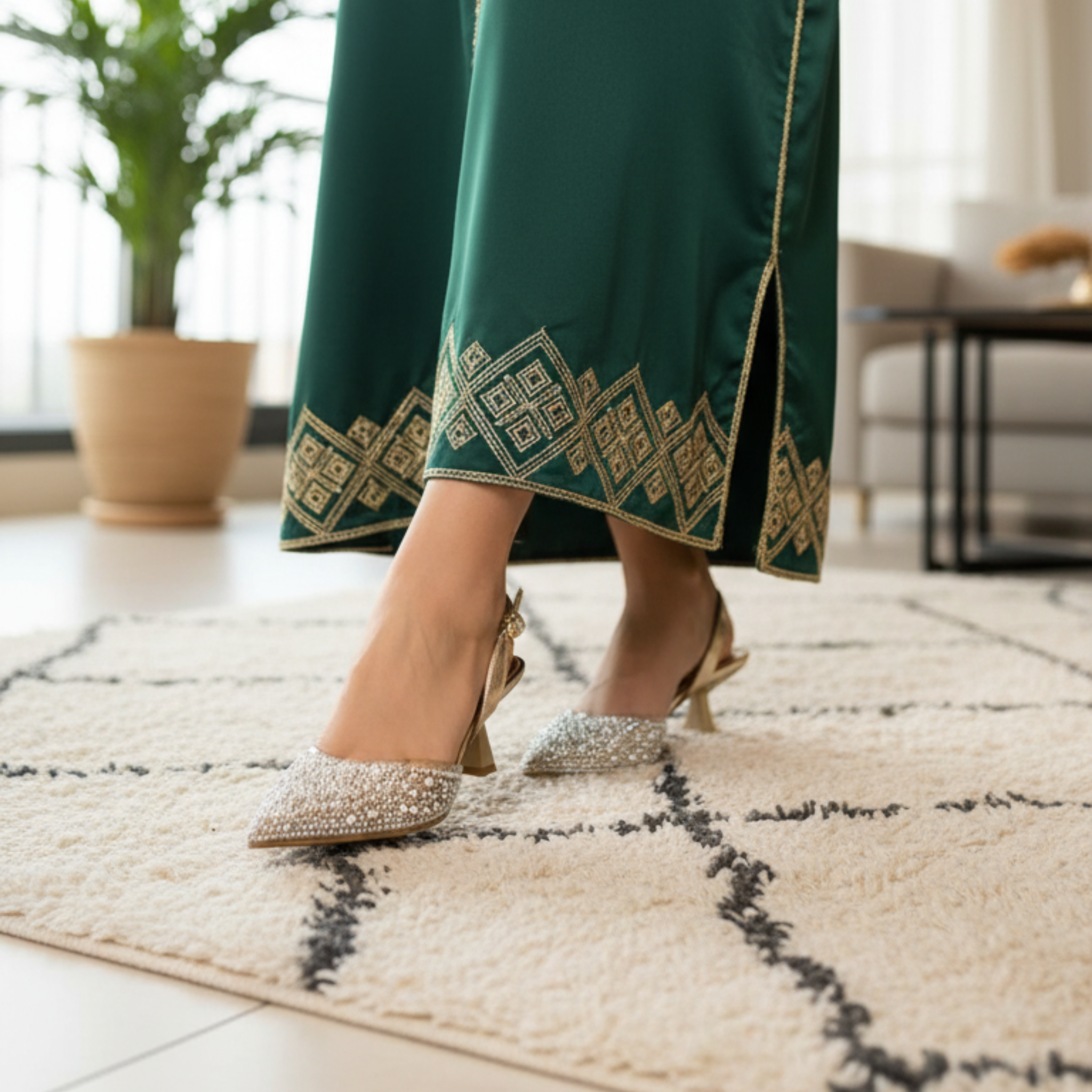 Crystal Élégance – Escarpins gold