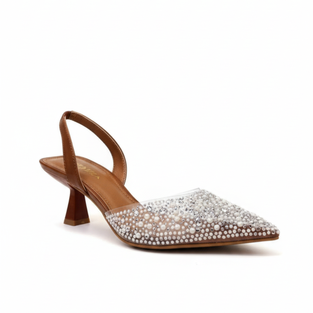 Crystal Élégance – Escarpins camel