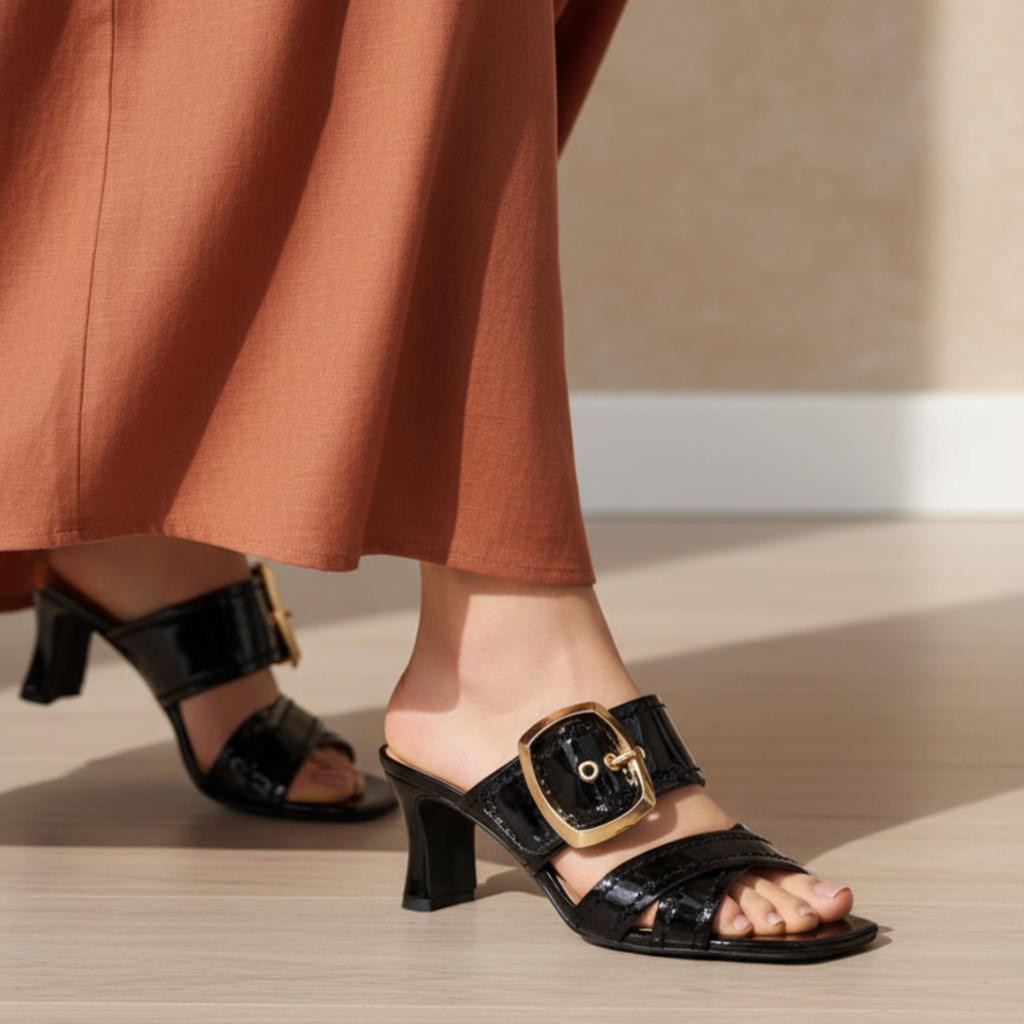 Élégance Boucle – Mules noir