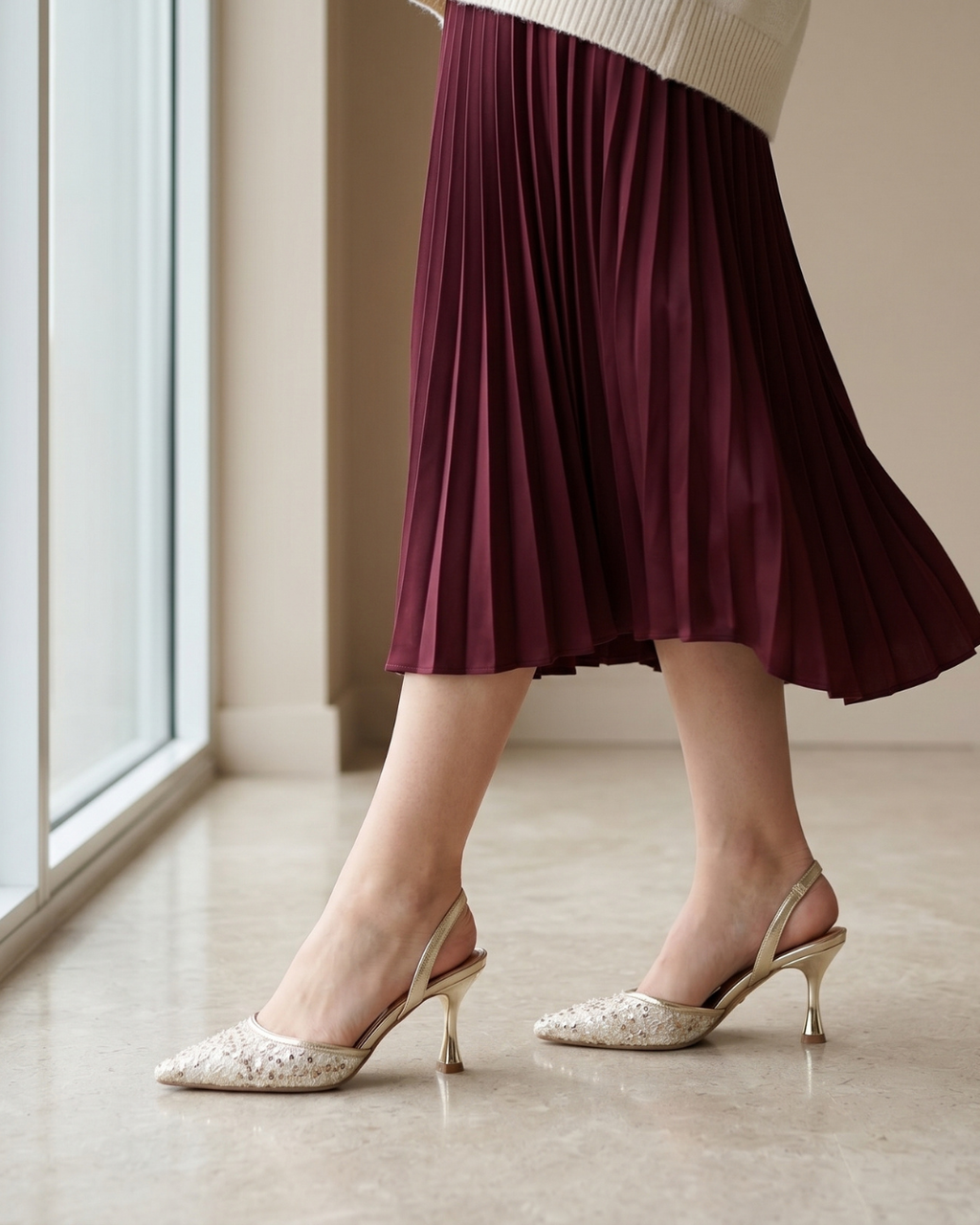 Satin Lumière – Escarpins gold