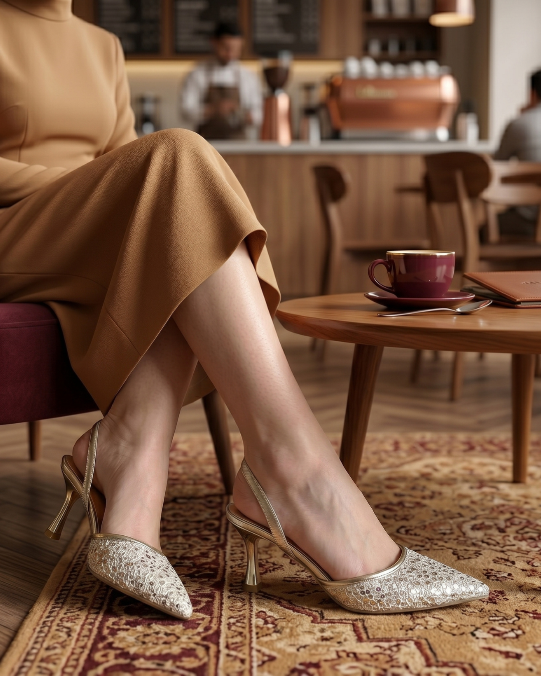 Satin Lumière – Escarpins gold