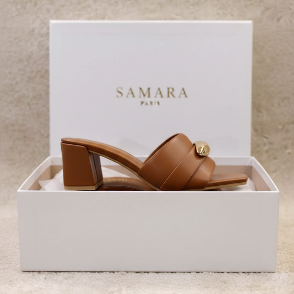 Camel Prestige Mules talon carré