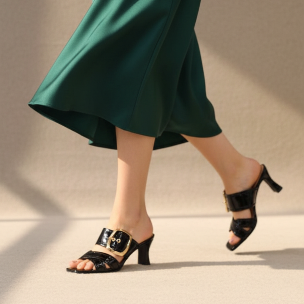 Élégance Boucle – Mules noir