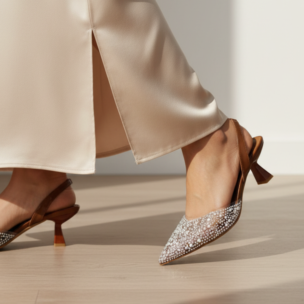 Crystal Élégance – Escarpins camel