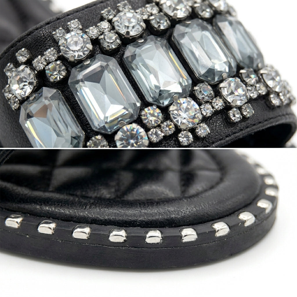 Mule Bijou Strass & Cristaux - noir