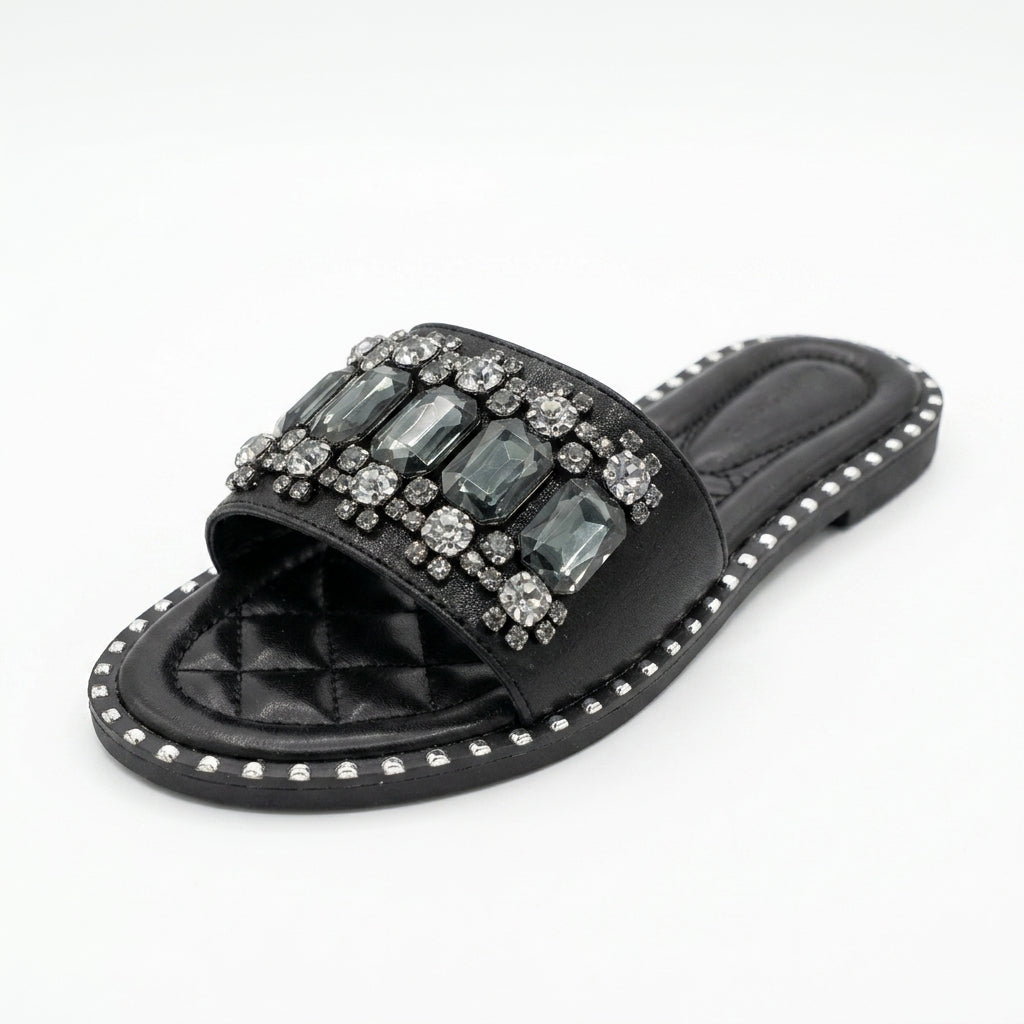 Mule Bijou Strass & Cristaux - noir