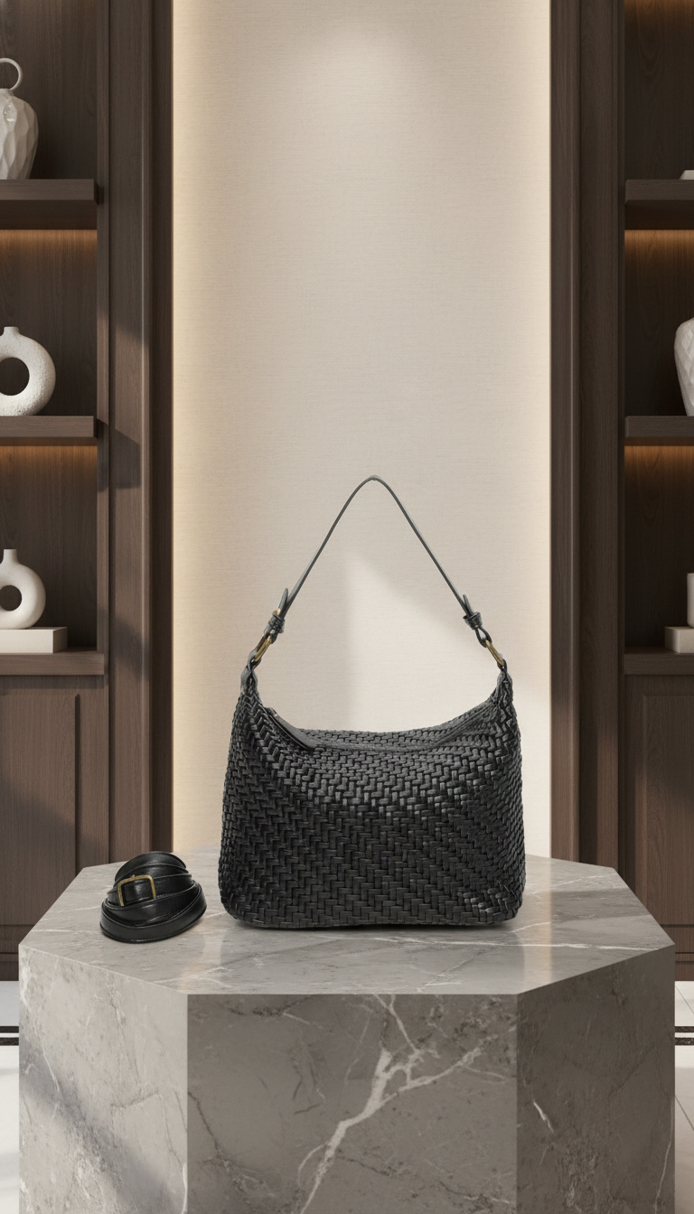 Sac à main tissé noir