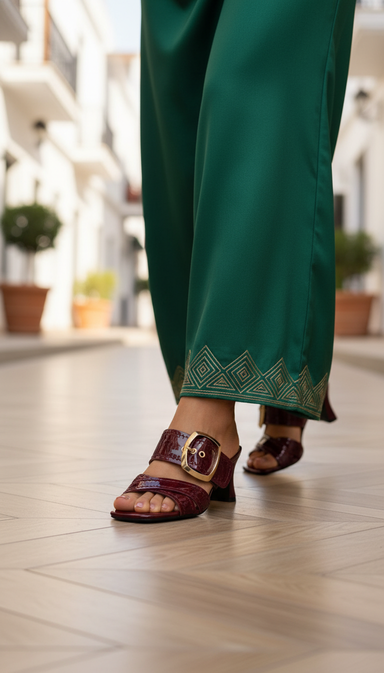 Élégance Boucle – Mules bordeaux