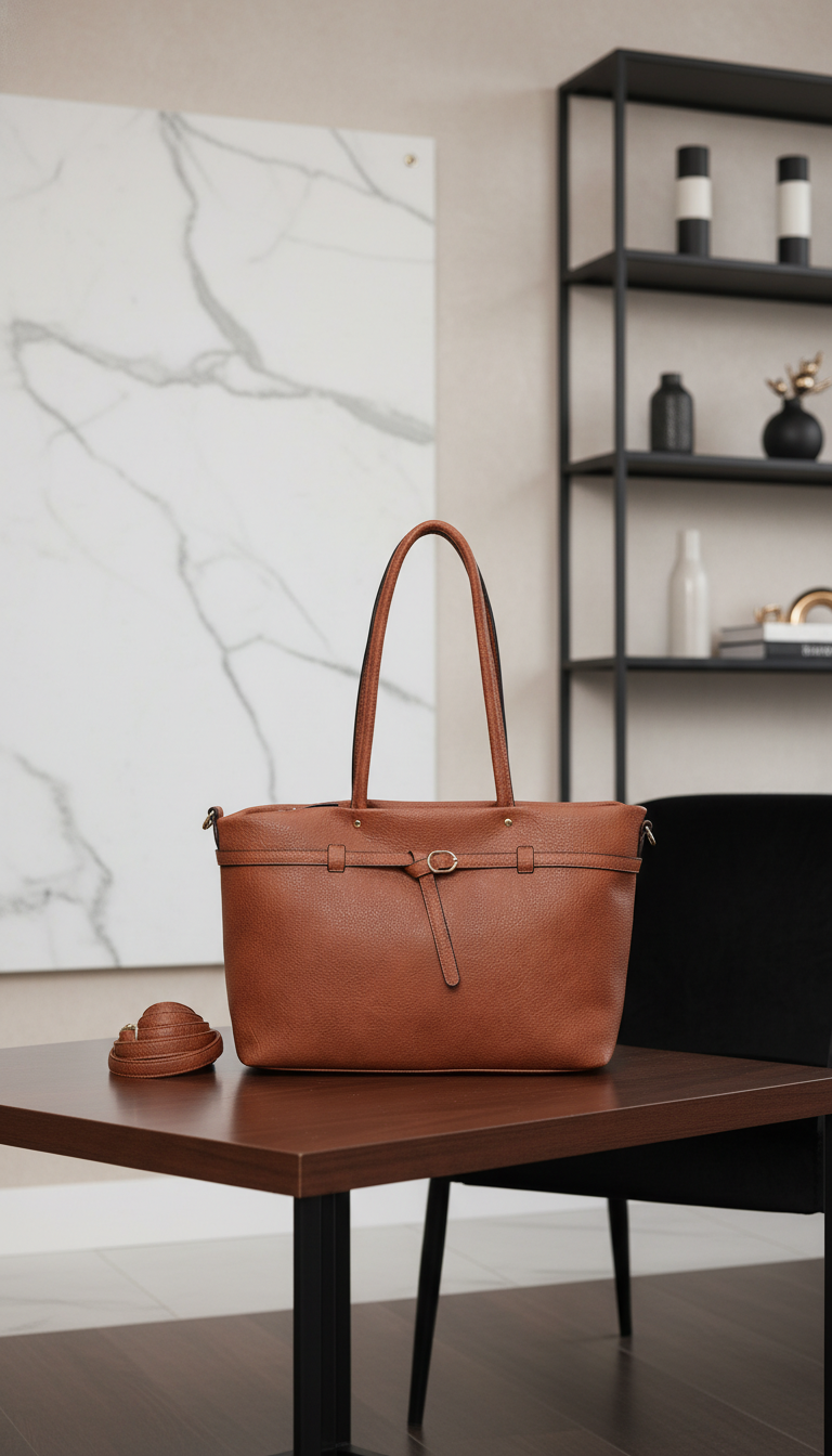 Cabas porté épaule camel