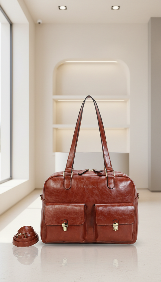 Cabas porté épaule camel