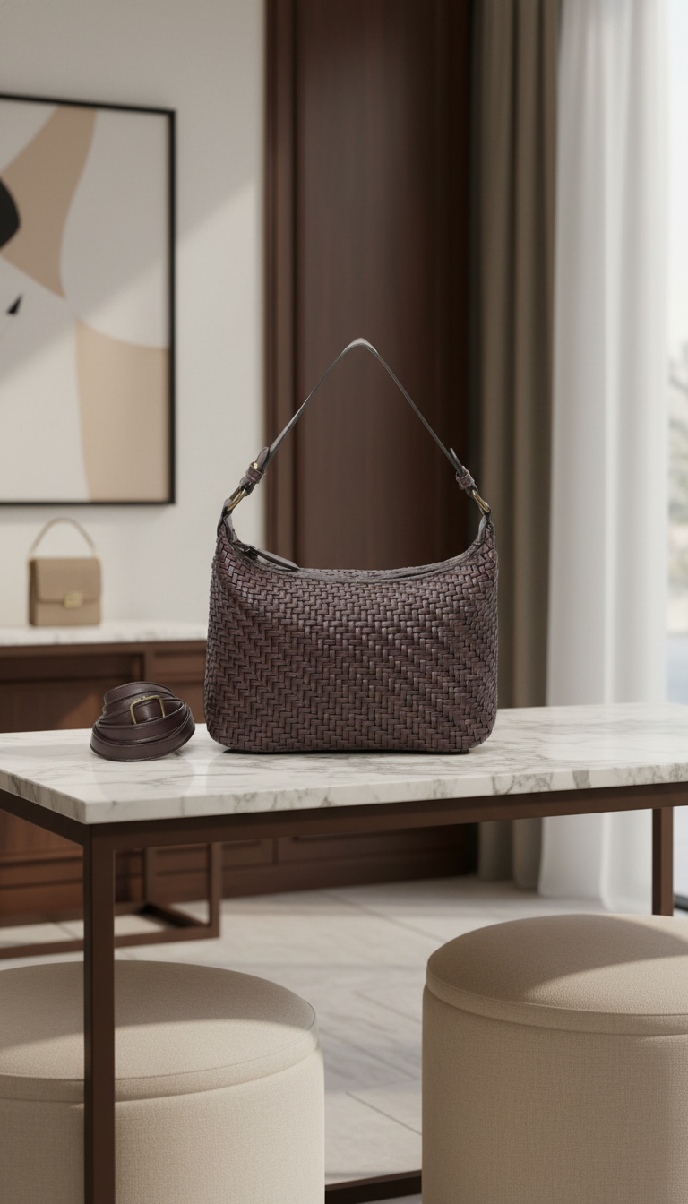 Sac à main tissé marron