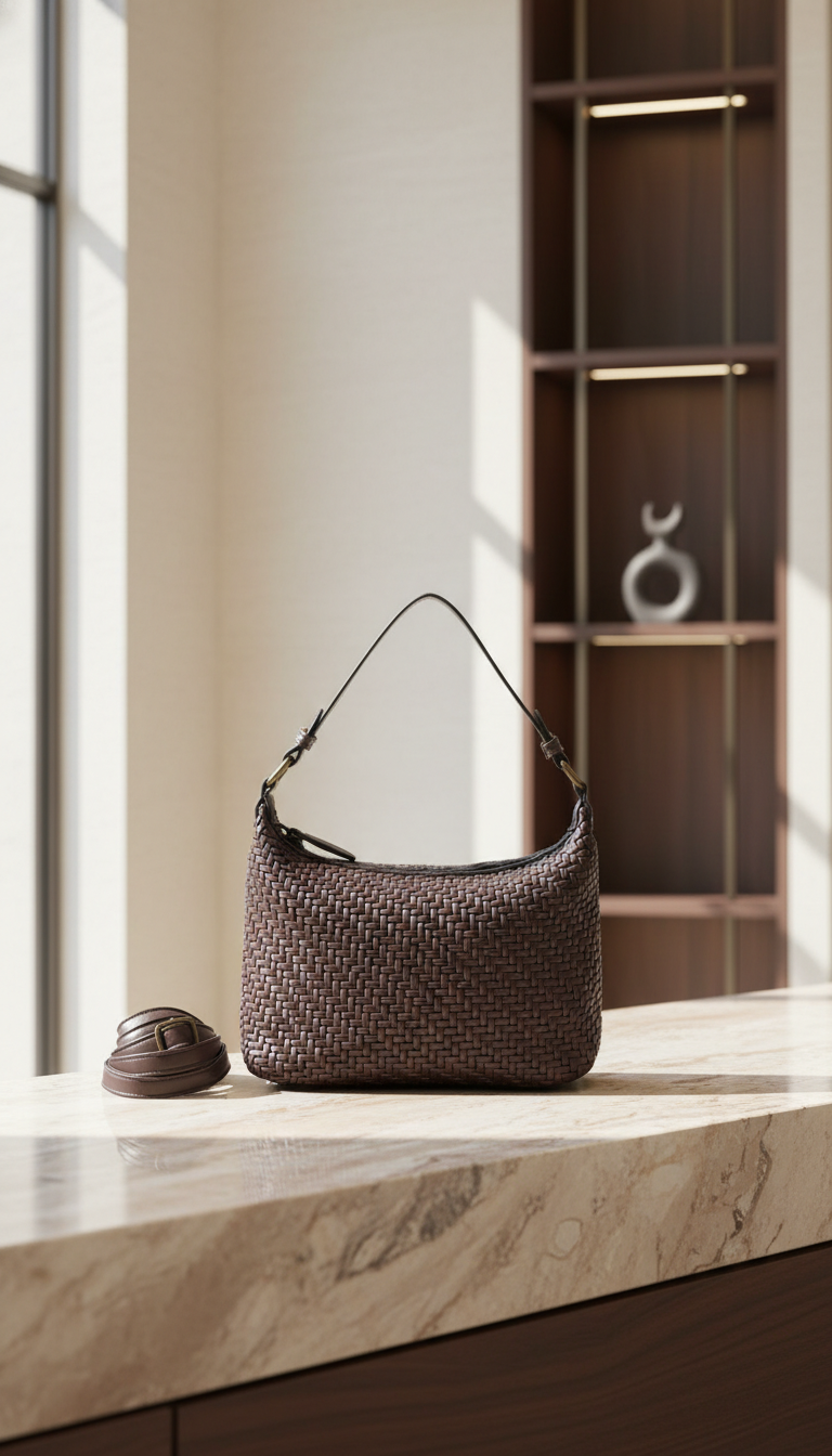 Sac à main tissé marron