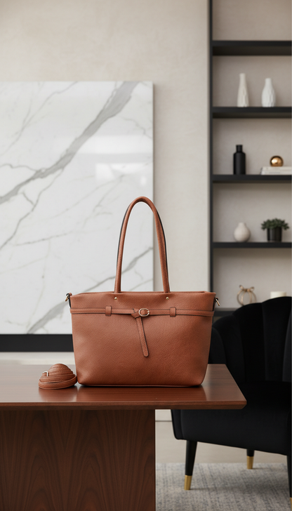 Cabas porté épaule camel