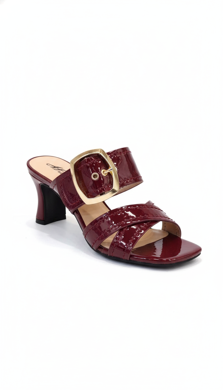 Élégance Boucle – Mules bordeaux