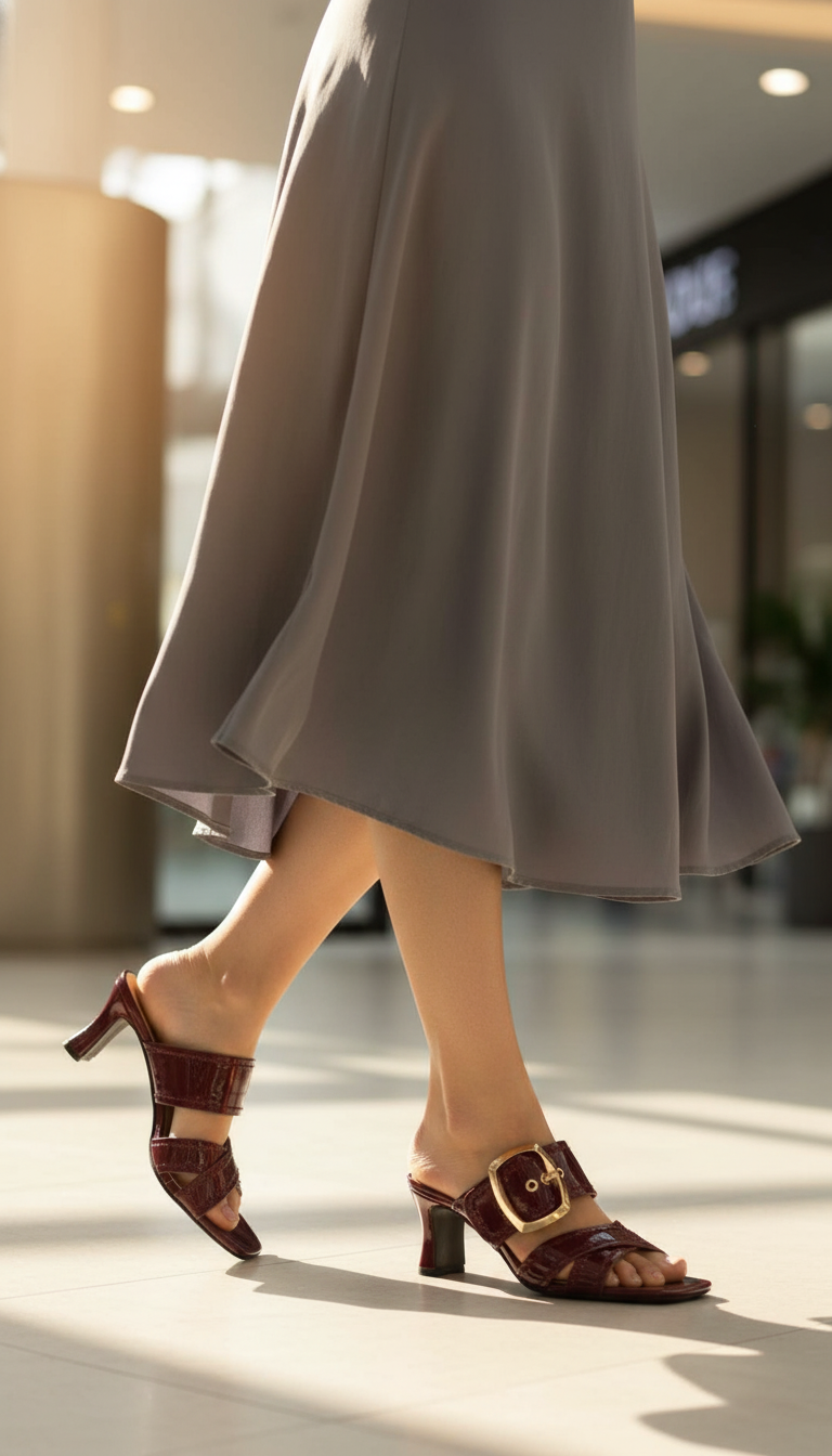 Élégance Boucle – Mules bordeaux