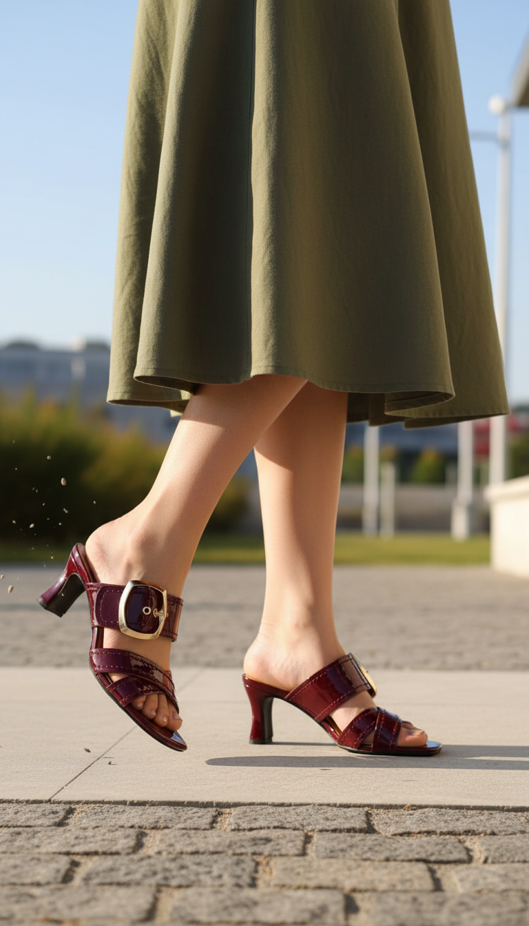Élégance Boucle – Mules bordeaux