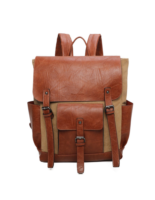 Sac à dos bi-matière camel