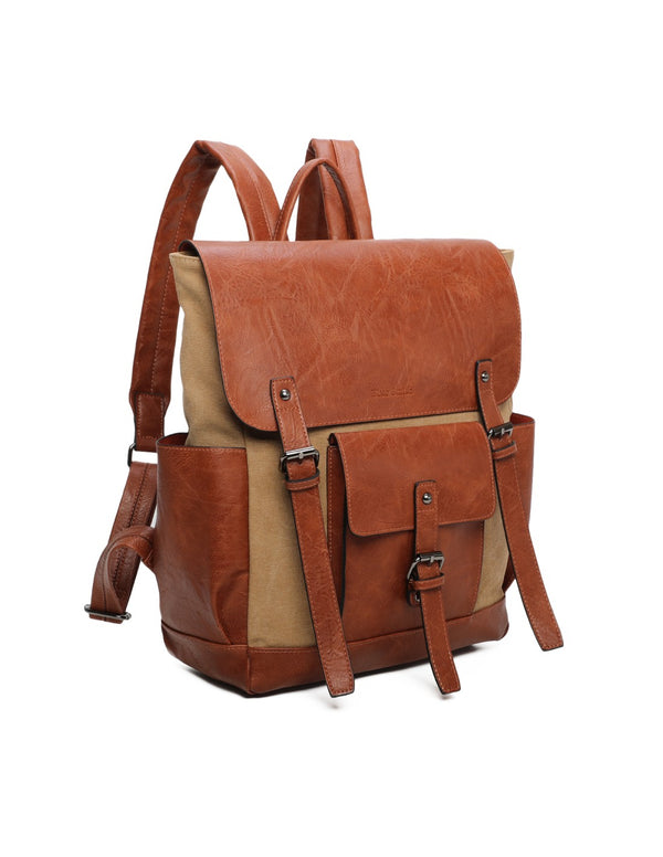 Sac à dos bi-matière camel