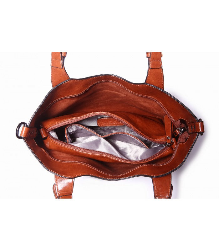 Samara Shop : E-boutique de Mode et produit pour femme. sac à main Sac porté main & pochette amovible camel